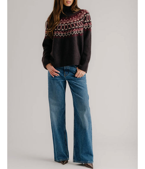 Scottie Slouch Fair Isle Cashmere Sweater - Oat Tree Multi